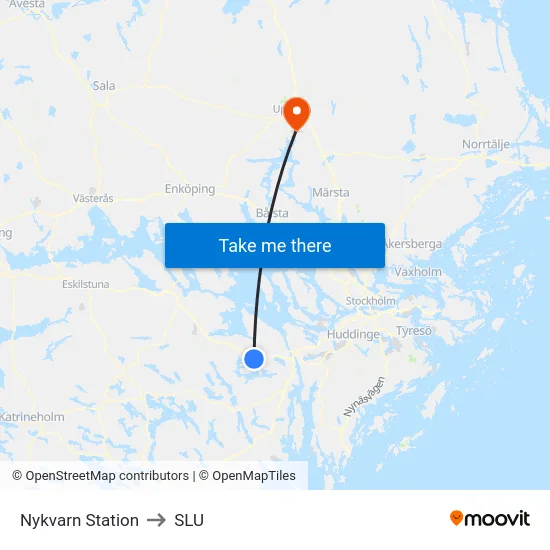 Nykvarn Station to SLU map