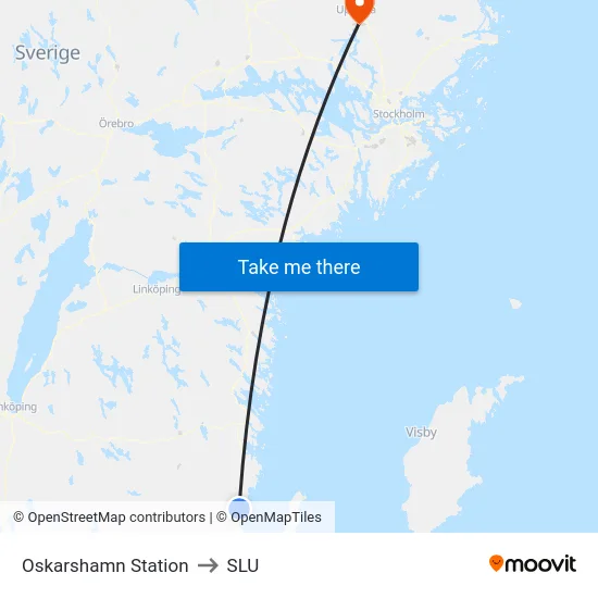 Oskarshamn Station to SLU map