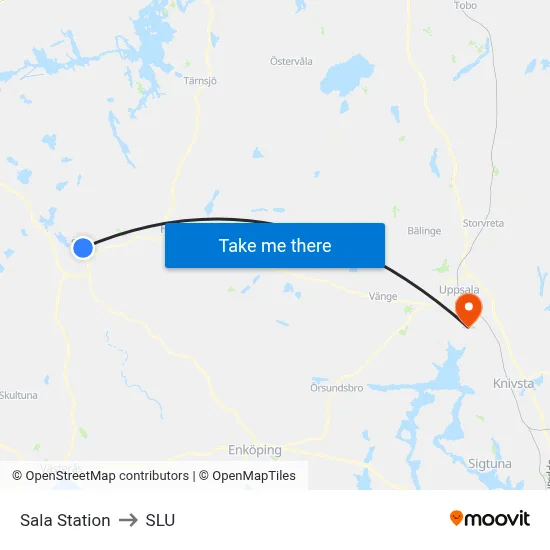 Sala Station to SLU map