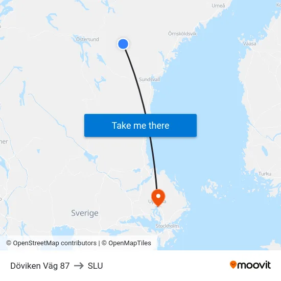Döviken Väg 87 to SLU map
