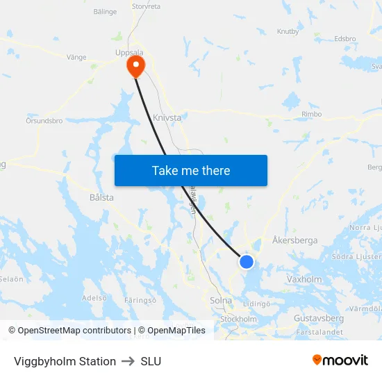 Viggbyholm Station to SLU map
