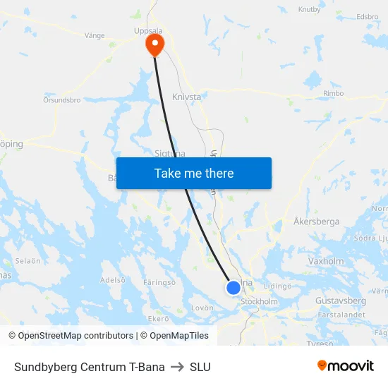 Sundbyberg Centrum T-Bana to SLU map