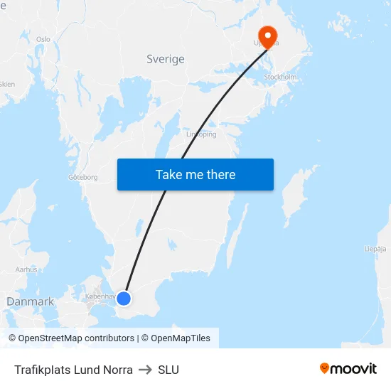 Trafikplats Lund Norra to SLU map