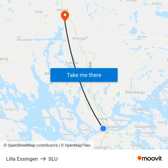 Lilla Essingen to SLU map