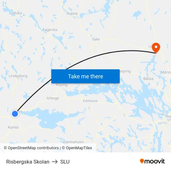 Risbergska Skolan to SLU map