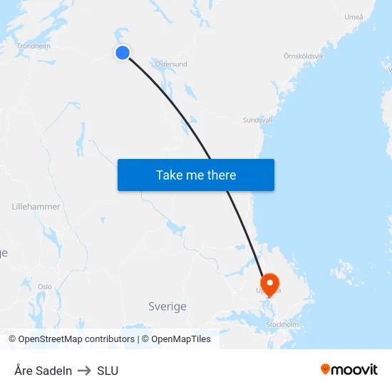 Åre Sadeln to SLU map