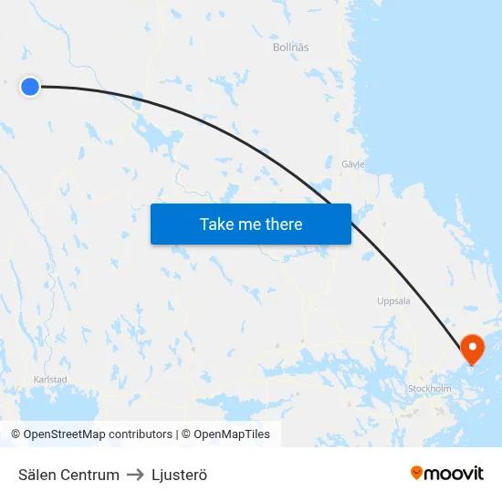 Sälen Centrum to Ljusterö map