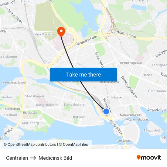 Centralen to Medicinsk Bild map