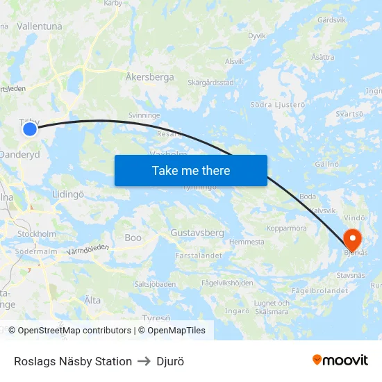 Roslags Näsby Station to Djurö map