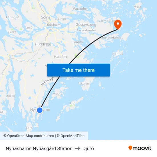 Nynäshamn Nynäsgård Station to Djurö map