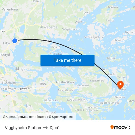 Viggbyholm Station to Djurö map