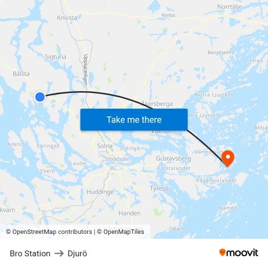 Bro Station to Djurö map