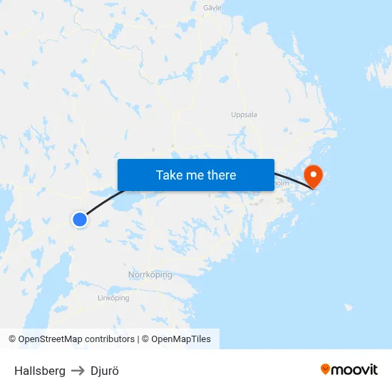 Hallsberg to Djurö map