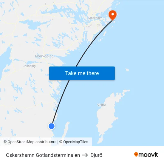 Oskarshamn Gotlandsterminalen to Djurö map