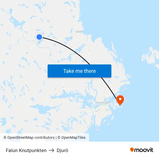 Falun Knutpunkten to Djurö map