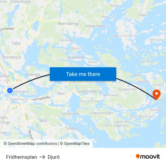 Fridhemsplan to Djurö map