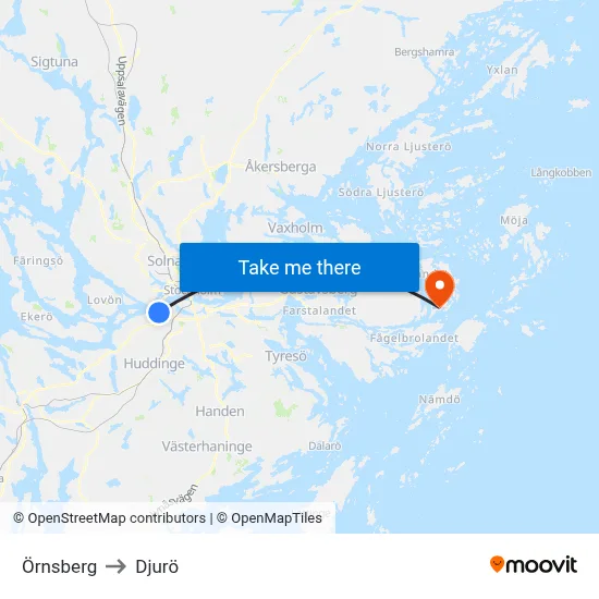 Örnsberg to Djurö map
