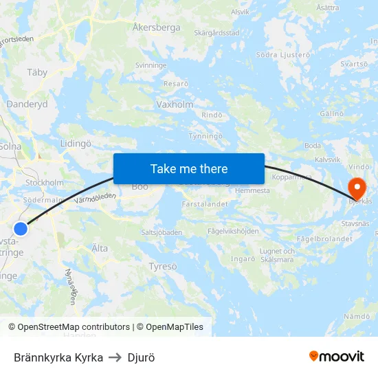 Brännkyrka Kyrka to Djurö map