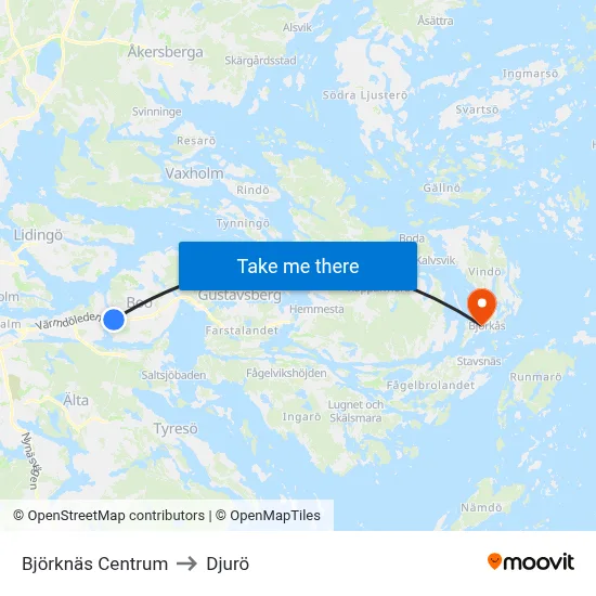 Björknäs Centrum to Djurö map