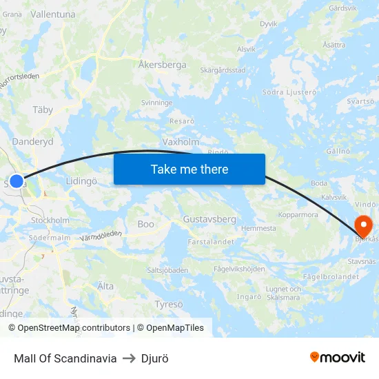 Mall Of Scandinavia to Djurö map