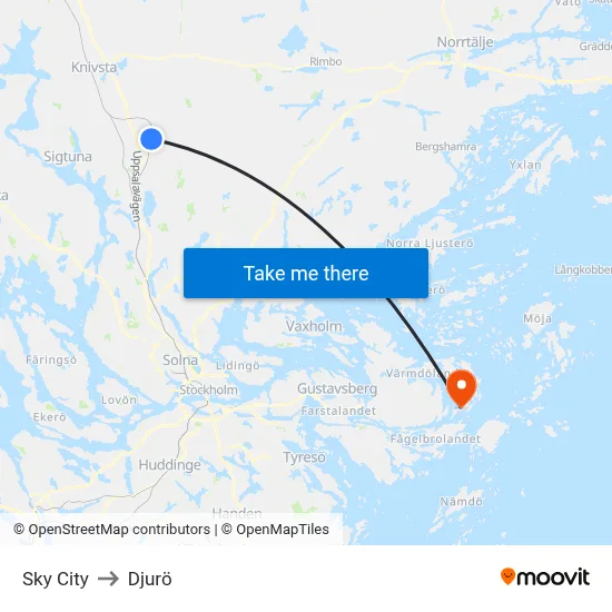 Sky City to Djurö map