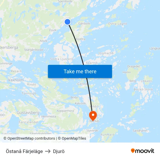 Östanå Färjeläge to Djurö map