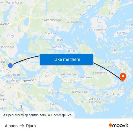 Albano to Djurö map