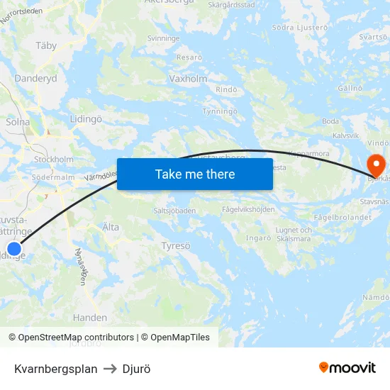 Kvarnbergsplan to Djurö map