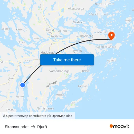 Skanssundet to Djurö map