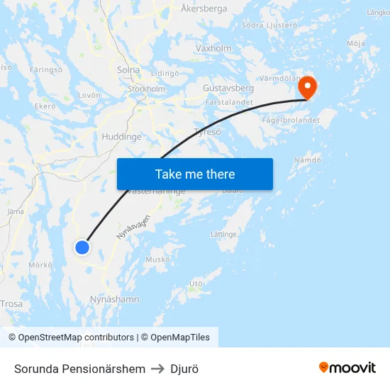 Sorunda Pensionärshem to Djurö map