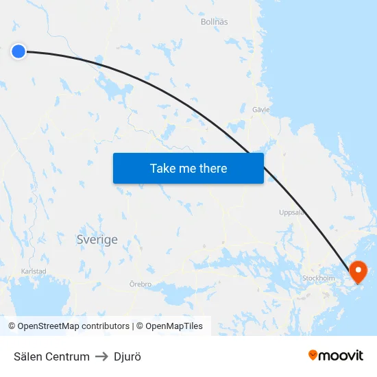 Sälen Centrum to Djurö map