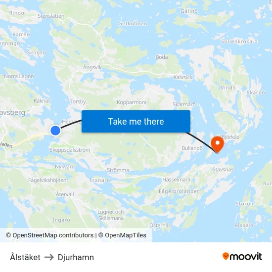 Ålstäket to Djurhamn map