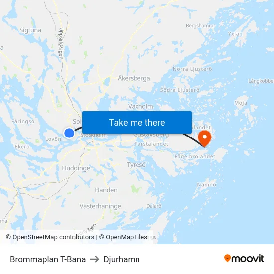 Brommaplan T-Bana to Djurhamn map
