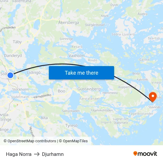 Haga Norra to Djurhamn map
