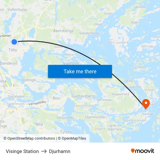 Visinge Station to Djurhamn map