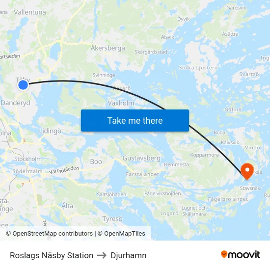 Roslags Näsby Station to Djurhamn map