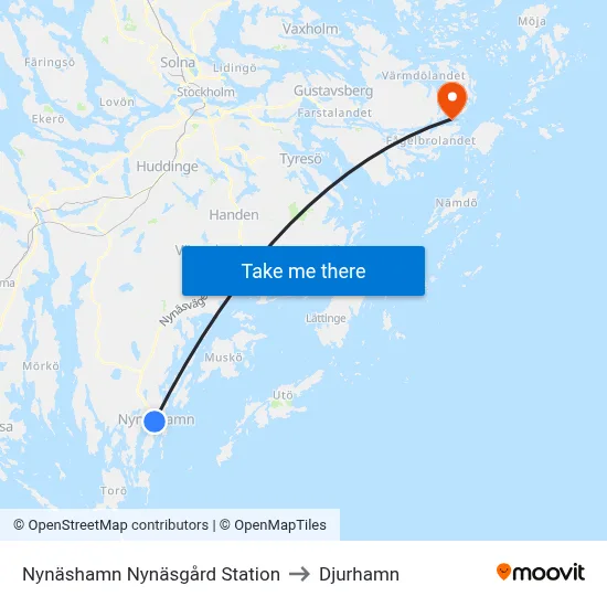 Nynäshamn Nynäsgård Station to Djurhamn map
