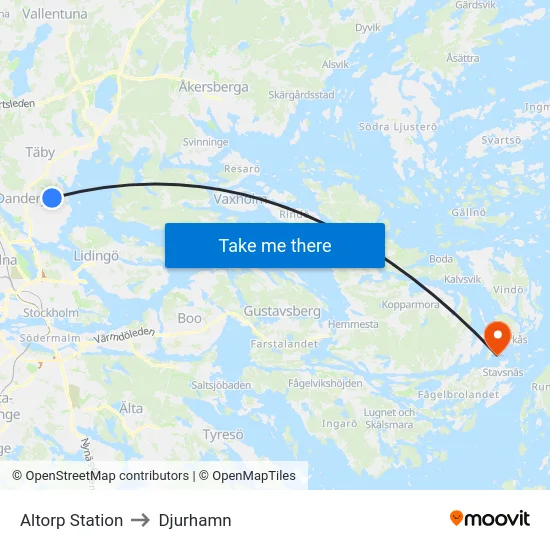 Altorp Station to Djurhamn map