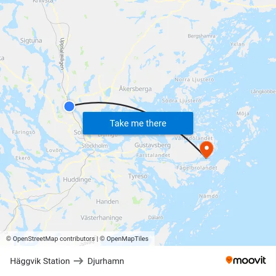 Häggvik Station to Djurhamn map
