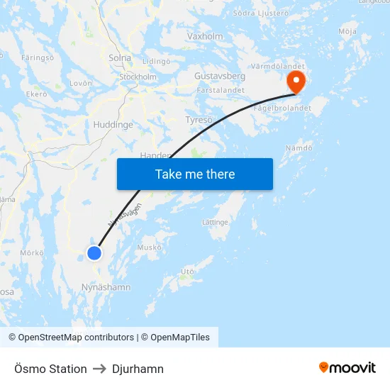 Ösmo Station to Djurhamn map