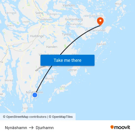 Nynäshamn to Djurhamn map