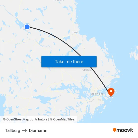 Tällberg to Djurhamn map