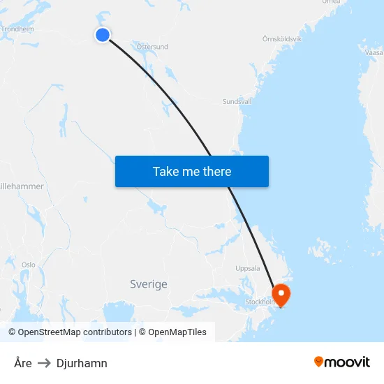 Åre to Djurhamn map