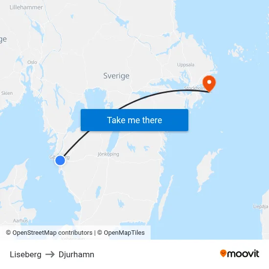 Liseberg to Djurhamn map