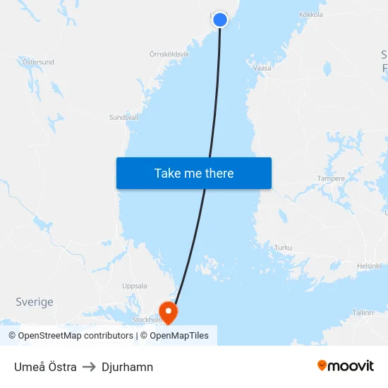 Umeå Östra to Djurhamn map