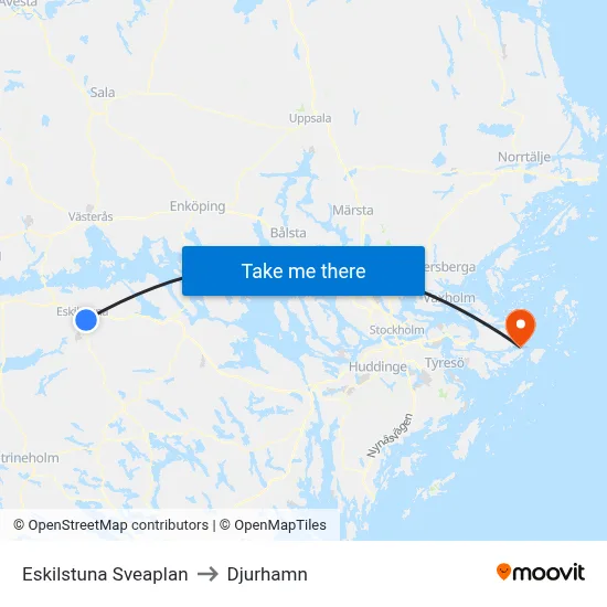 Eskilstuna Sveaplan to Djurhamn map