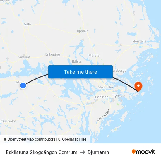 Eskilstuna Skogsängen Centrum to Djurhamn map