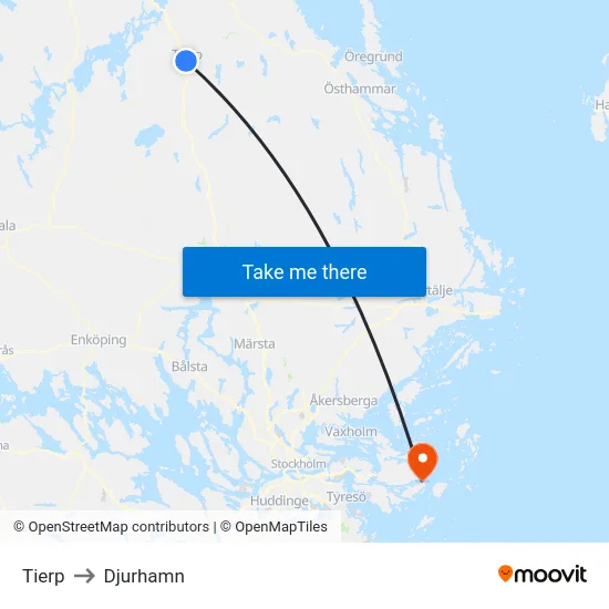 Tierp to Djurhamn map