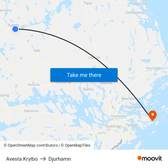 Avesta Krylbo to Djurhamn map