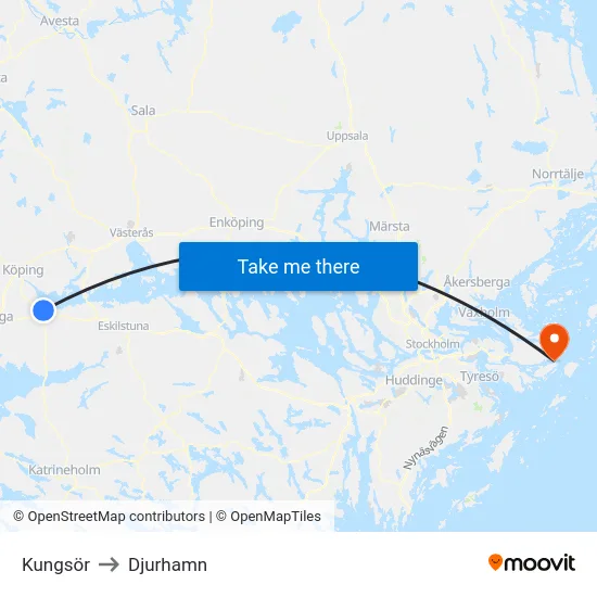 Kungsör to Djurhamn map